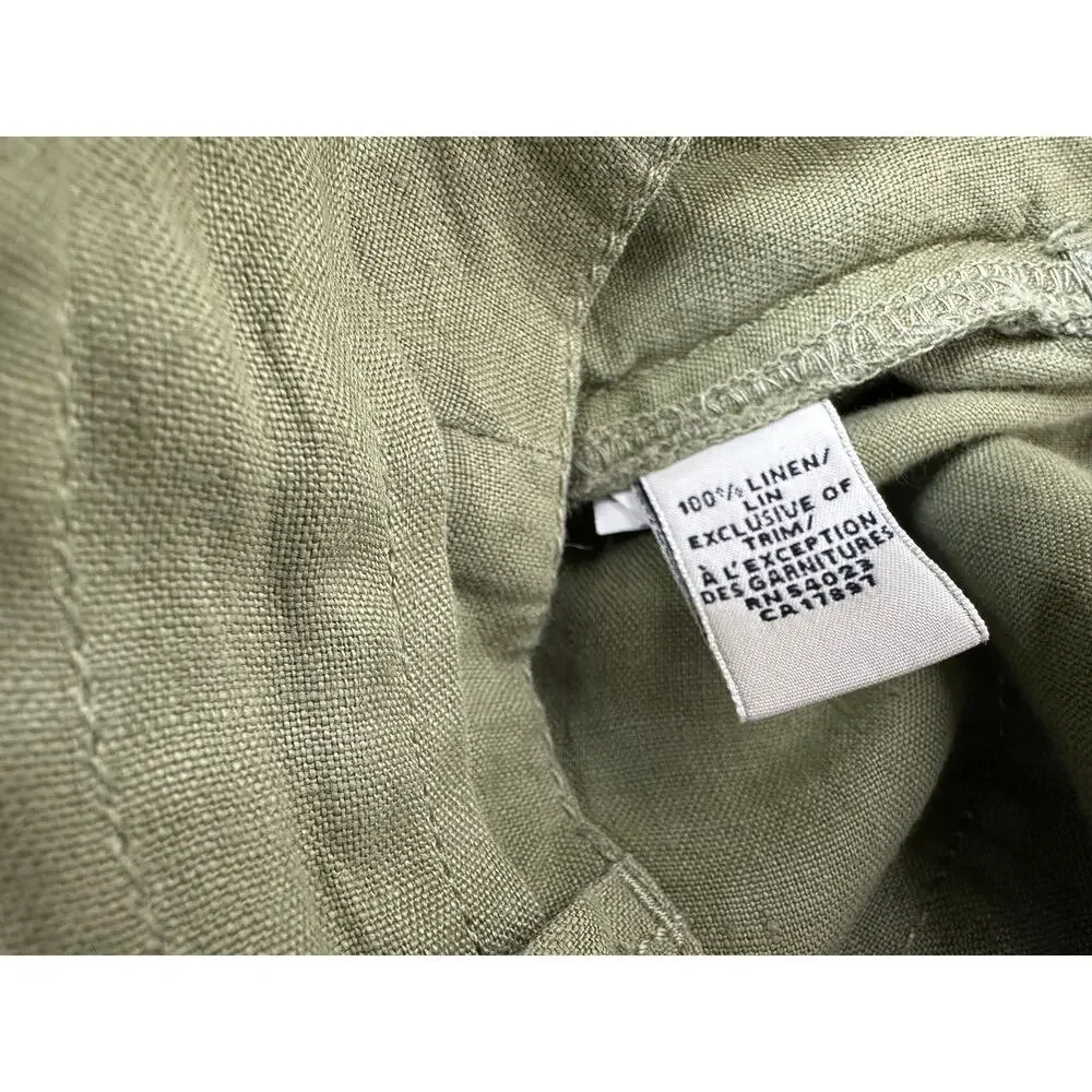 Banana Republic Cropped 100% Linen Pants Satin Waistband & Ankle Ties. Size 8P
